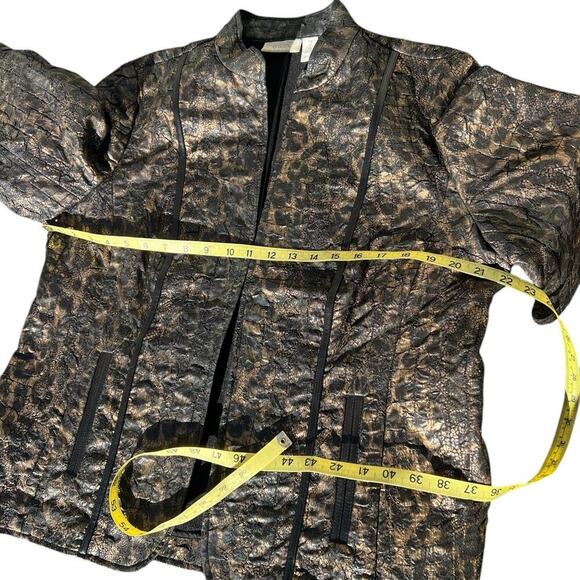 Chico’s 2  (M 12-14) women’s dressy jacket, black gold reptile look - Picture 9 of 11